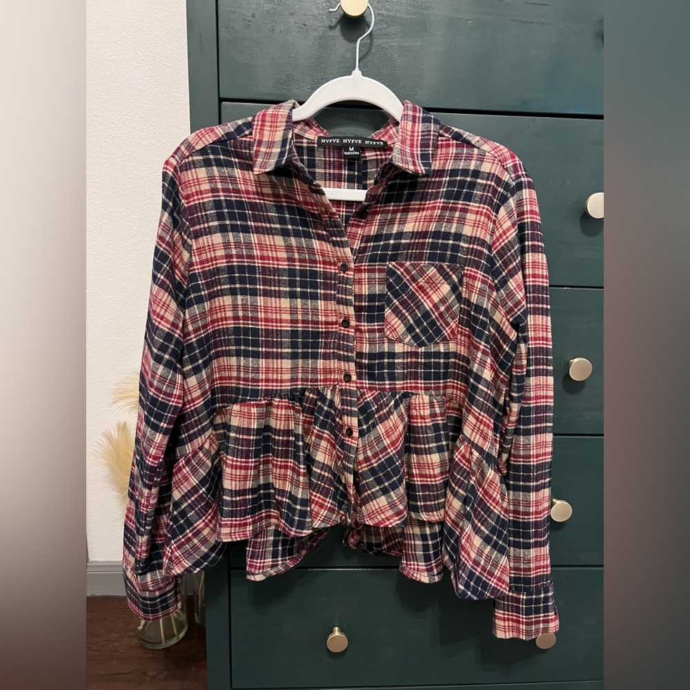 Peplum Flannel Top